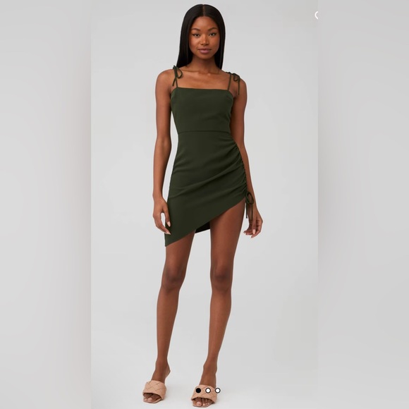 New! Amanda Uprichard Chaira Olive Green‎ Mini Dress Sz XS - Picture 1 of 6